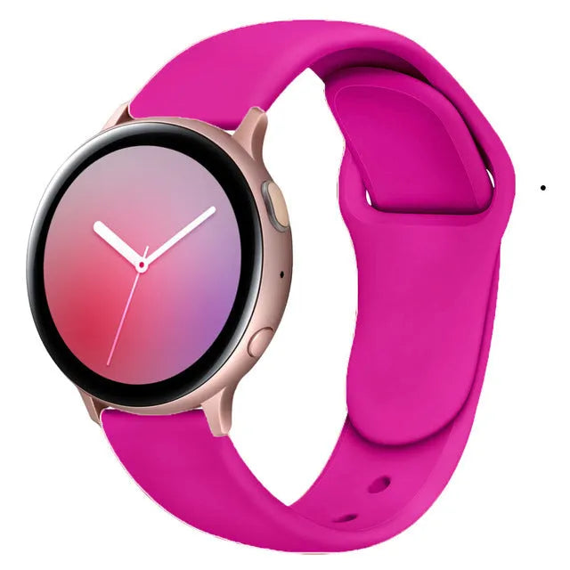 Samsung Galaxy Active 2 black silicone replacement strap with reverse buckle in 20mm width.
