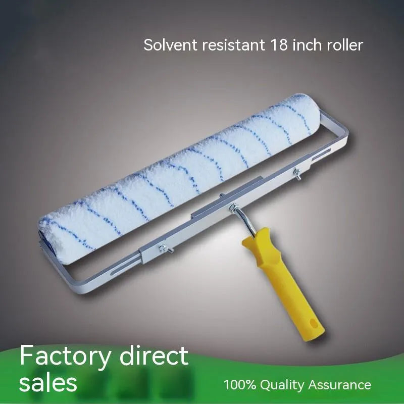 18-inch paint roller with extension handle and three brush heads in different hair lengths for wall painting
