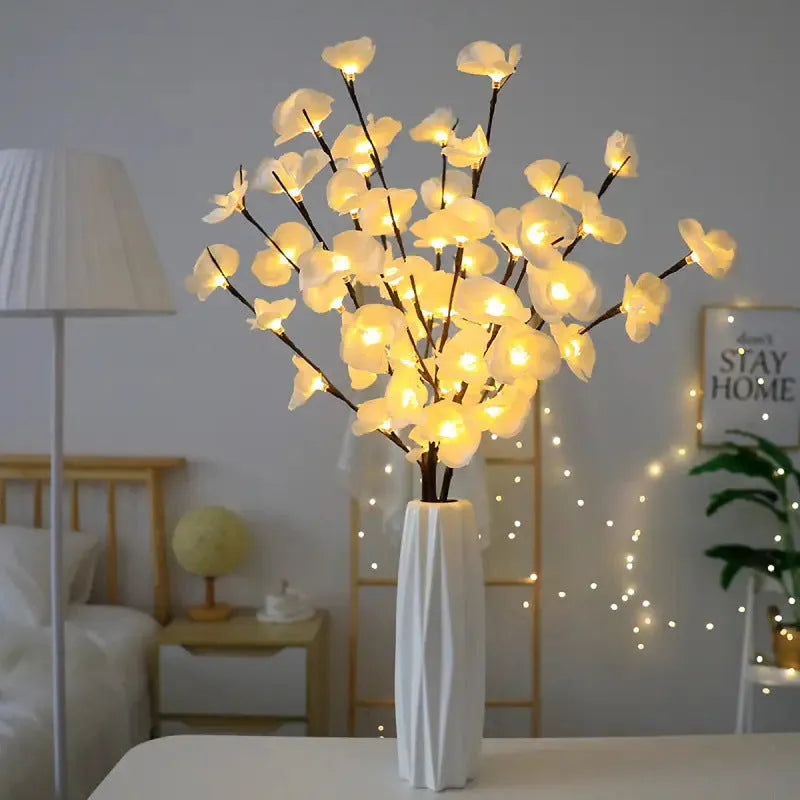 Pink phalaenopsis branch decorative LED light with 20 lights along 65cm battery-operated structure
