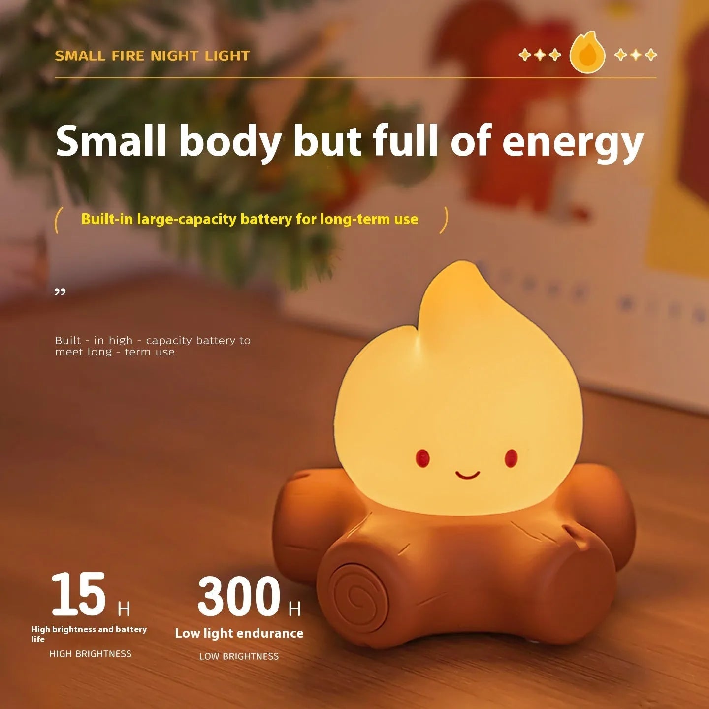 Small cartoon-style silicone night lamp showing yellow light with optional Chinese or English text display