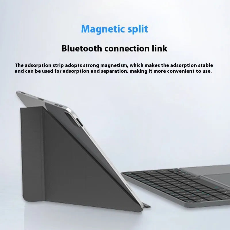 Grey wireless Bluetooth folding keyboard for mobile phones and tablets with colour box packaging