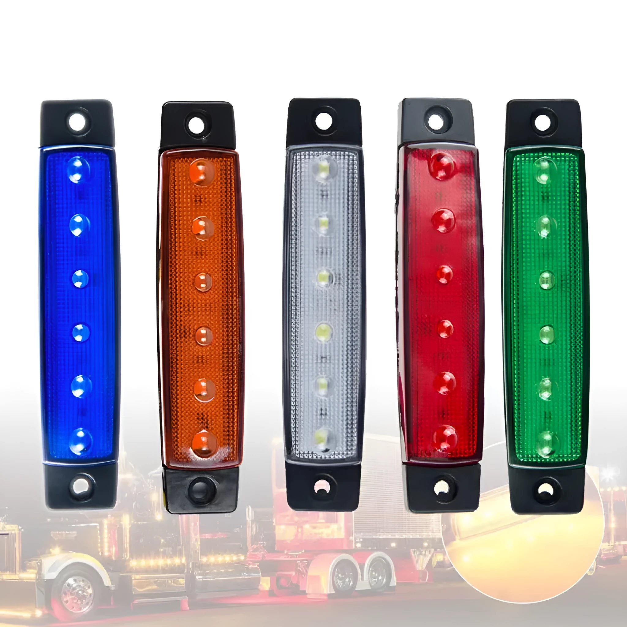 Trailer side warning light in PVC housing with multiple colour options for vehicle modifications