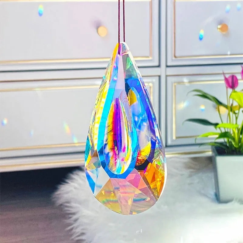 Rainbow electroplated crystal pendant light catcher decoration for Christmas tree