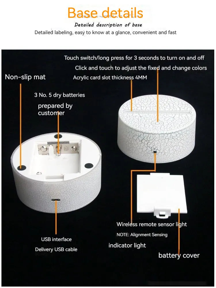 Heart-shaped acrylic table lamp with touch control and USB power