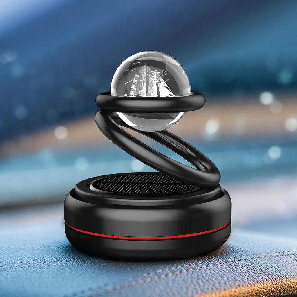 Creative Car Perfume Decoration aluminium alloy rotating incense holder hanging planet shape solid Cologne Black
