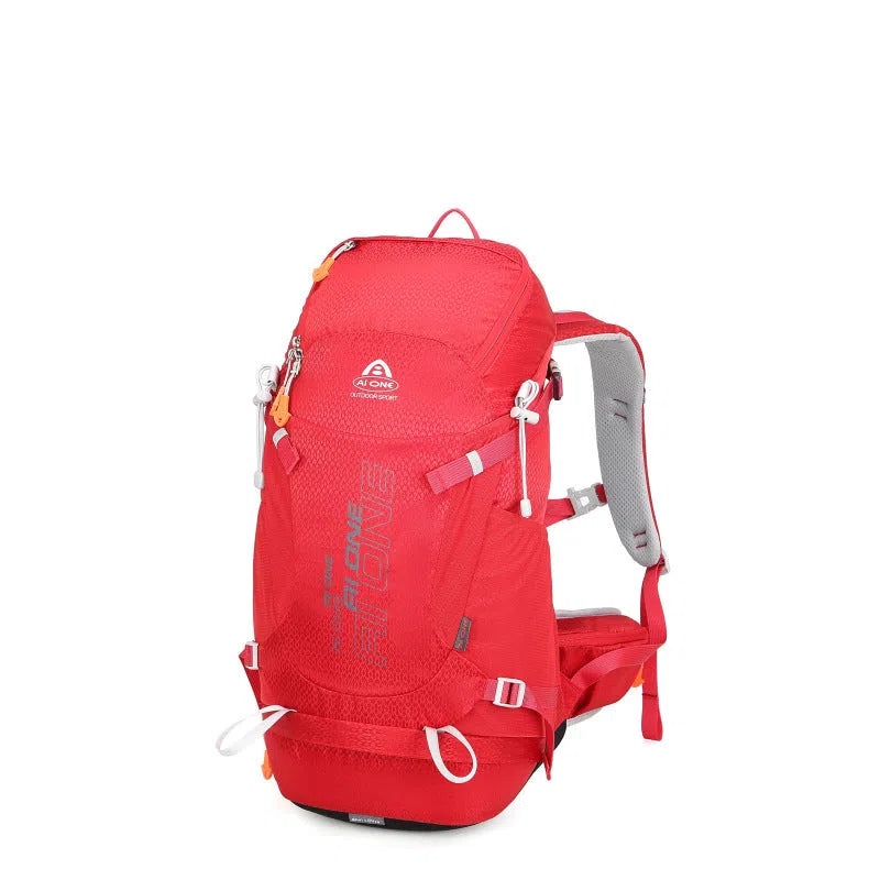 32L nylon hiking backpack in orange, solid colour, breathable waterproof outdoor sports bag