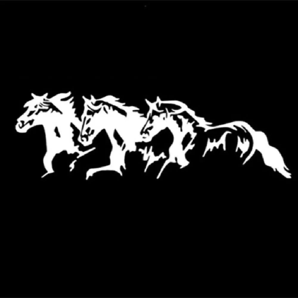 Three Horses steed design car decal sticker measuring 25cm by 8cm in vinyl material