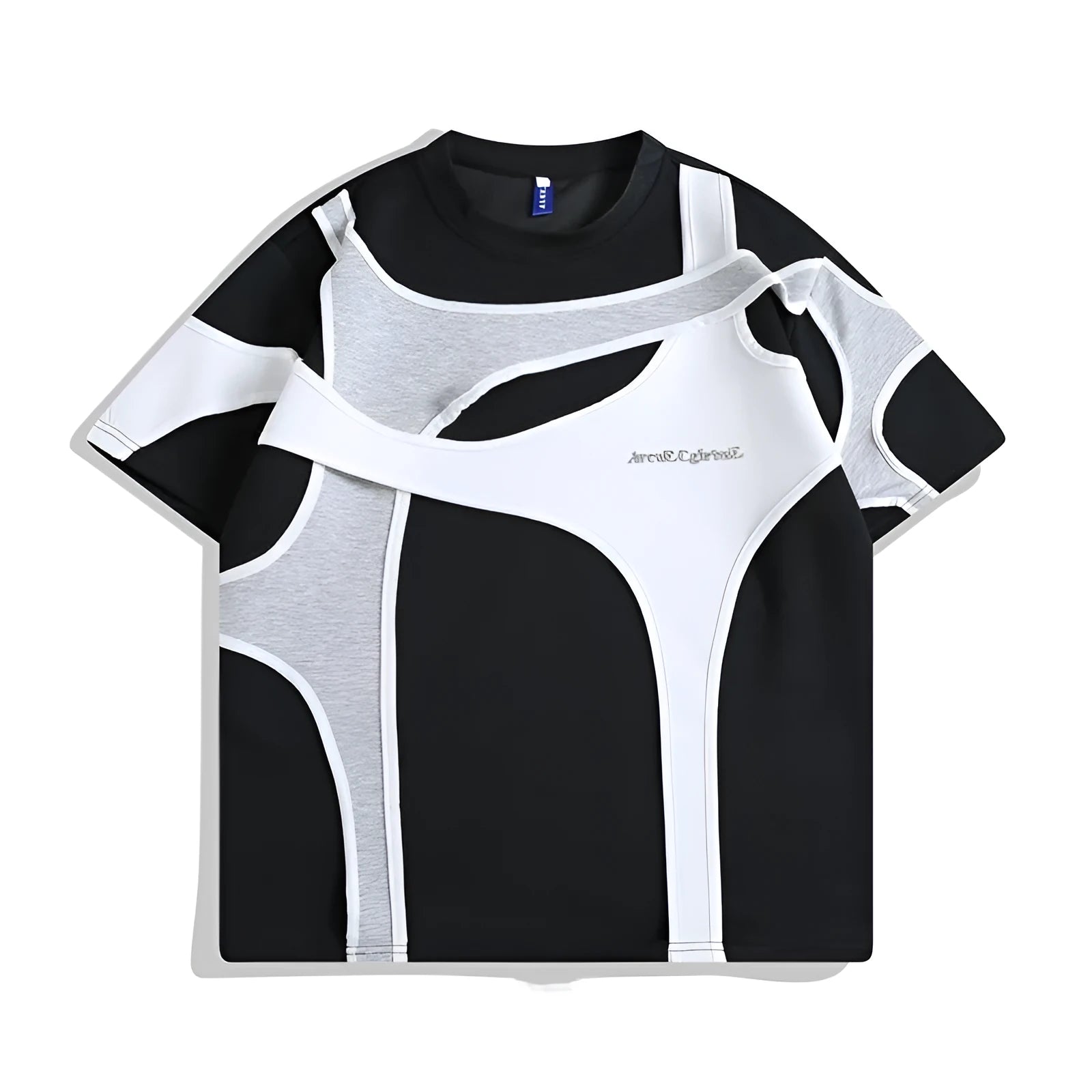 Men's loose fit black cotton T-shirt with short sleeves and round neck.