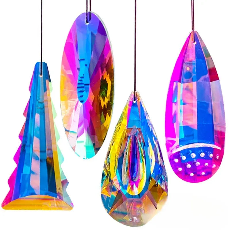 Rainbow electroplated crystal pendant light catcher decoration for Christmas tree