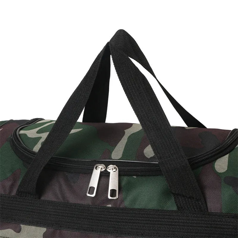 Camouflage pattern luggage bag with waterproof fabric and stripes detailing
