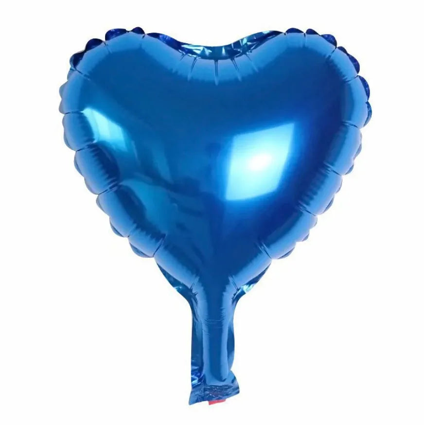 Five peach heart-shaped aluminium balloons with metallic red finish for party decoration