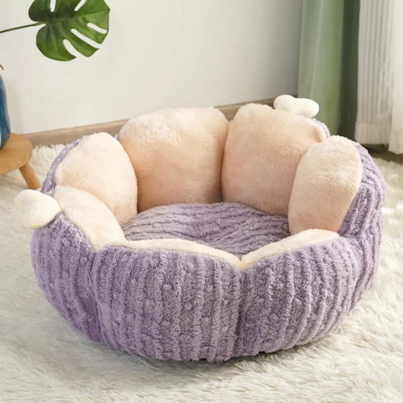 Green and purple cactus cat litter kennel pet bed for dogs and cats showing large and small size options