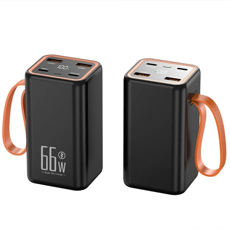PD66W fast charge 20000 mAh power bank in black or white plastic shell