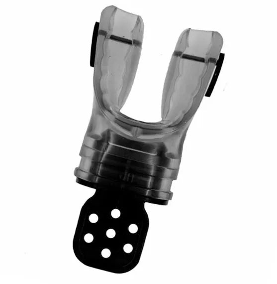 Plastic free edible silicone diving mouthpiece in multiple colours showing 110mm length.