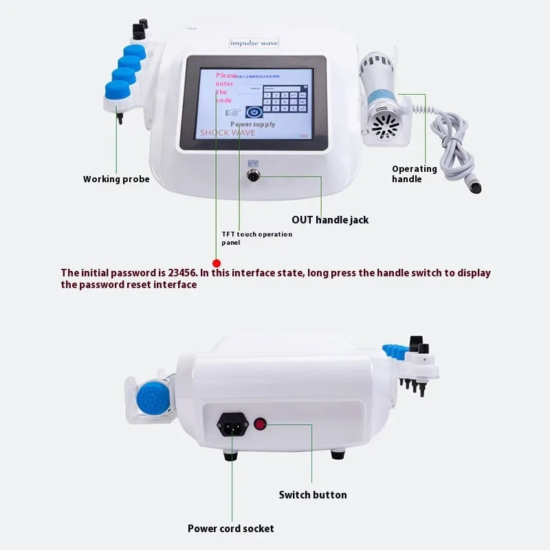 Electromagnetic extracorporeal shock wave physiotherapy instrument with remote control