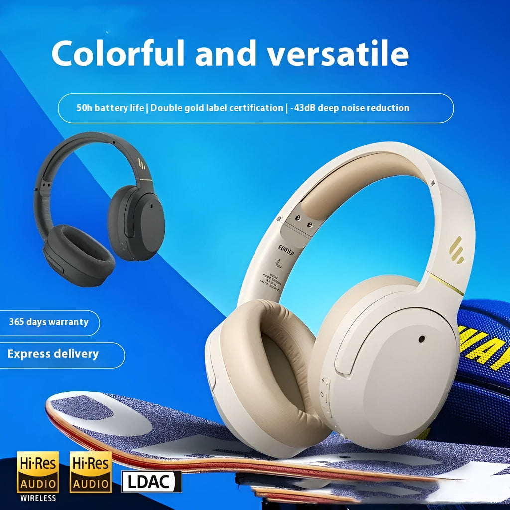 Double Gold Standard Version active noise reduction Bluetooth headset in gray over-ear design