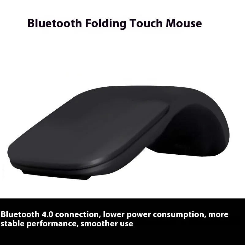 Folding Bluetooth 4.0 wireless mouse in black showing compact 131.2x55x14.5mm dimensions