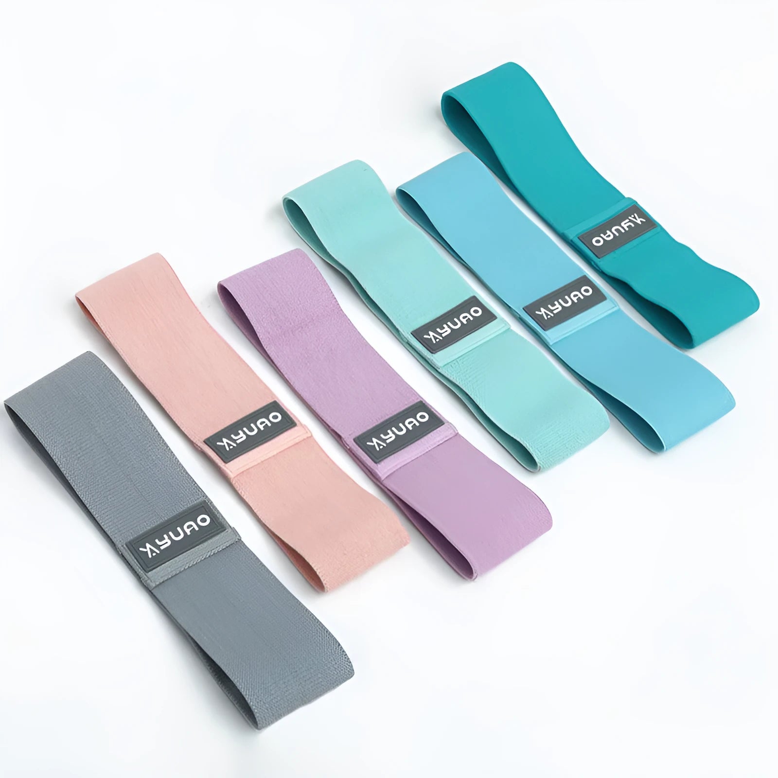 Female strength training elastic squat hip ring in six colours with resistance levels 40-120lb