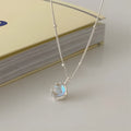 925 silver geometric round pendant necklace with ornamental stone on an adjustable curb chain.