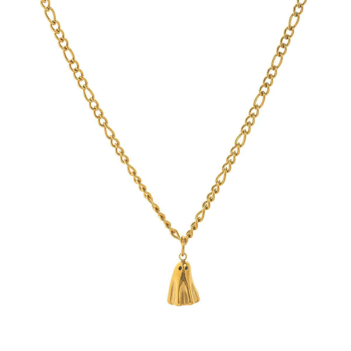 Ghost motif pendant necklace with titanium steel pendant and stainless steel chain options