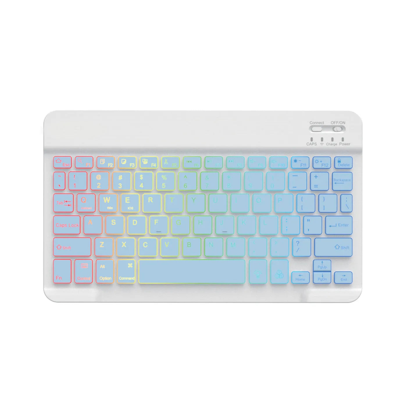10-inch Bluetooth keyboard with colourful backlit lighting for tablets and mobile phones