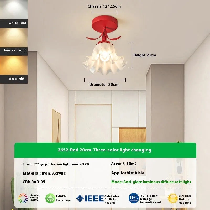 Cream coloured modern corridor light fixture with Linglan Flower design and remote control.