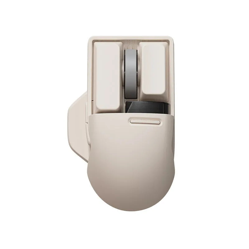 Xiaoqiao tofu colour wireless mouse with ergonomic design showing DPI adjustment button and scroll wheel