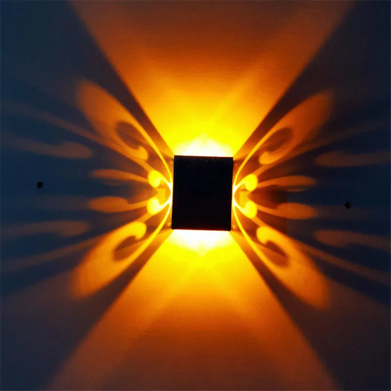 Modern aluminium butterfly wall lamp with remote control for colour changing options