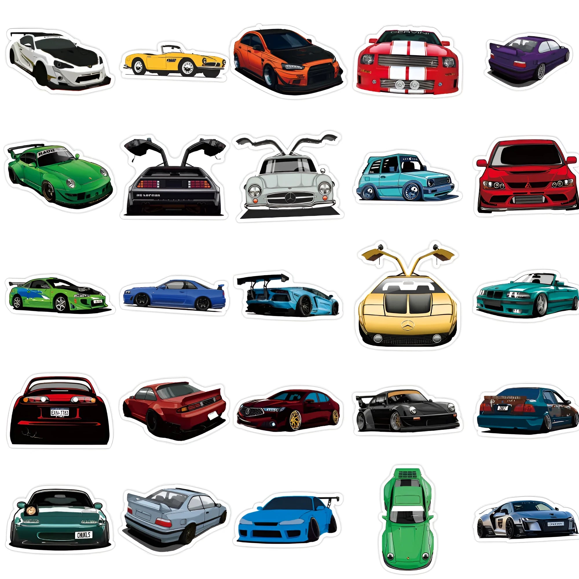 50 modified racing car graffiti stickers with strawberry cow pattern for luggage and laptop decoration