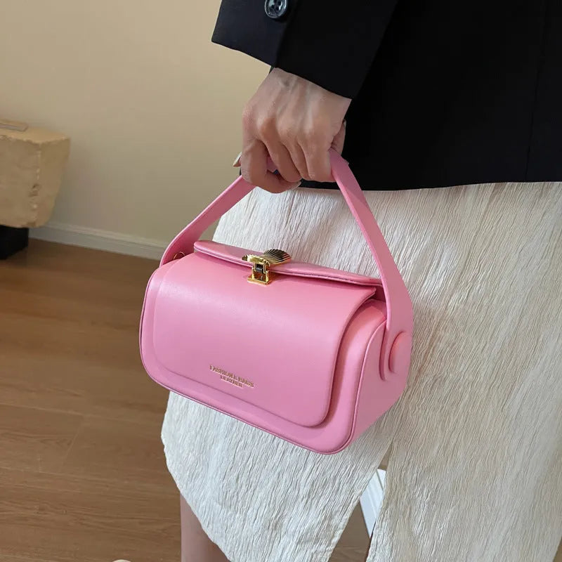 Personalised women's PU shoulder messenger bag with letter accent and stitching detail, shown in beige colour.