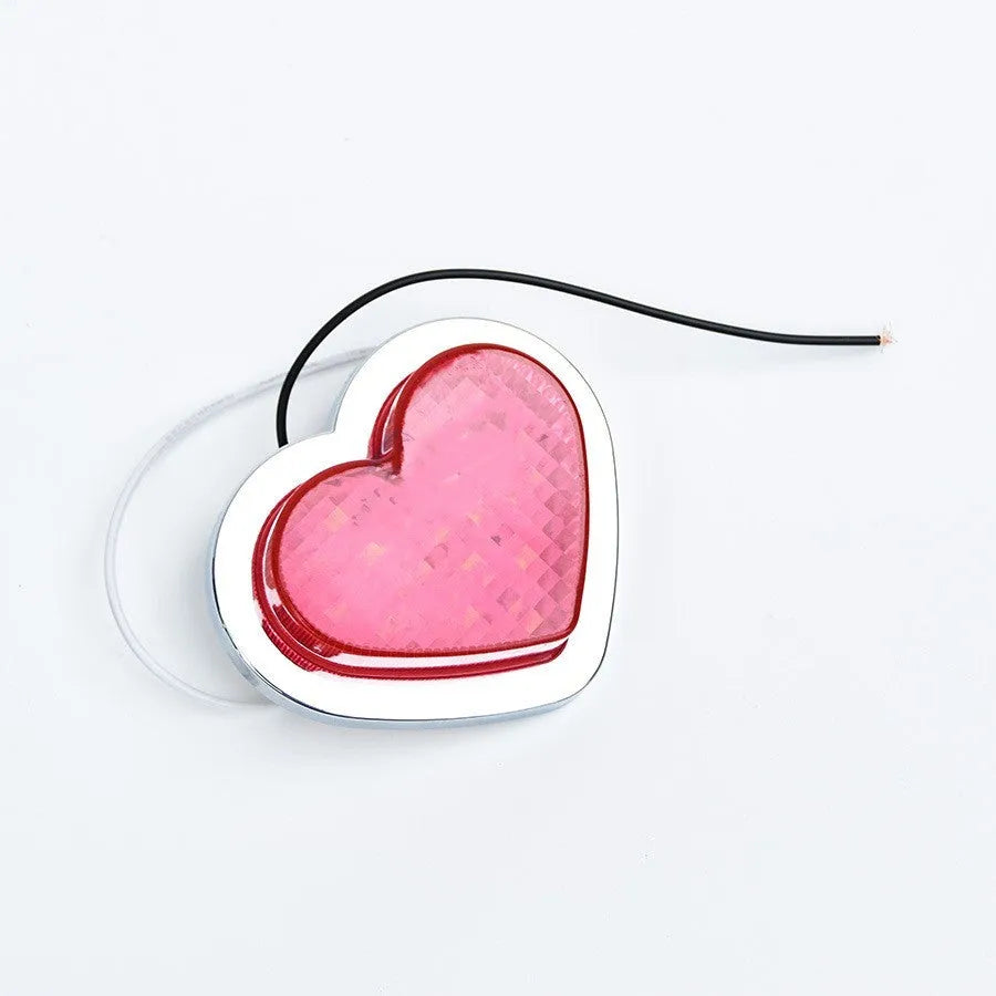 Heart-shaped 12V LED car sidelight for fender mounting in multiple colour options