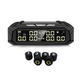 Solar-powered external tyre pressure monitor display unit with colour screen for six-tire trucks