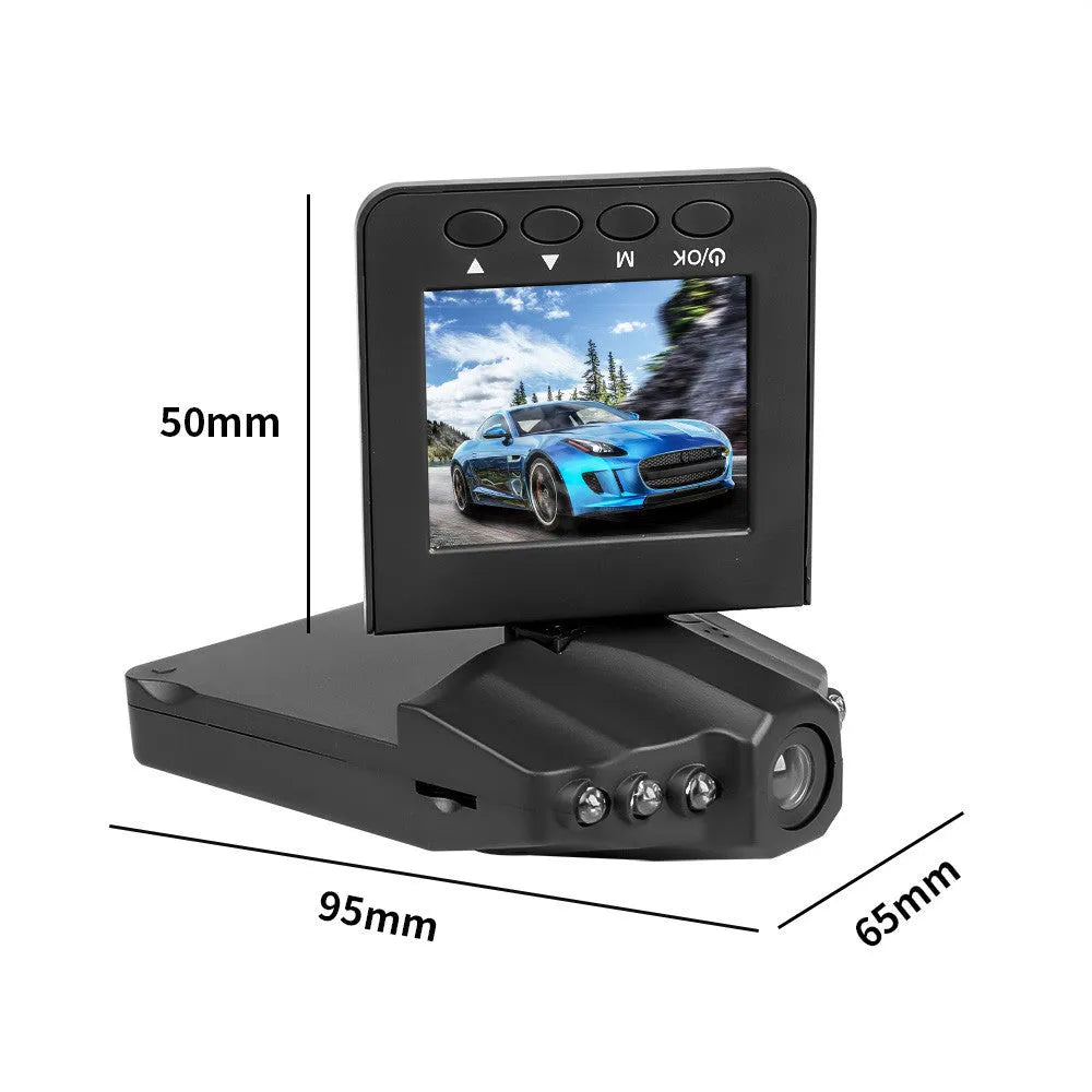 H198 car dash camera with 2.4-inch screen showing infrared night vision recording capability