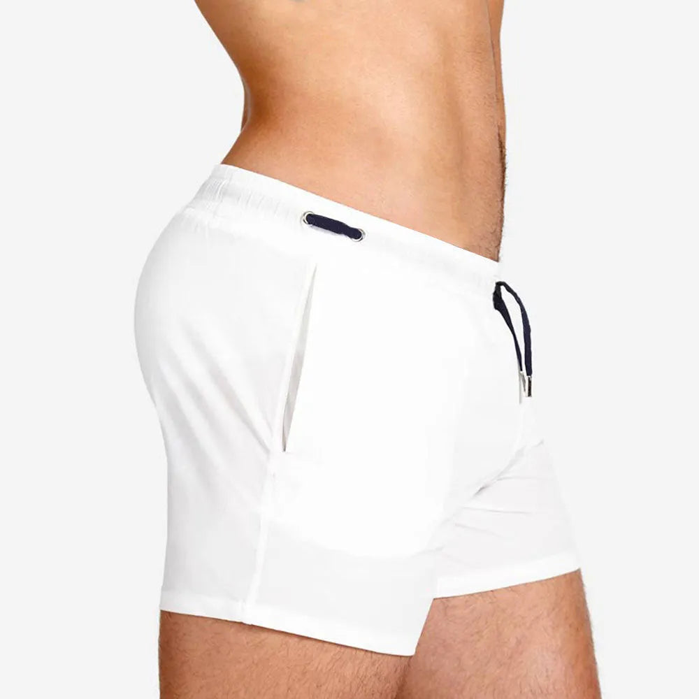 Mesh lining polyester athletic shorts in Army Green colour for swimming and sports