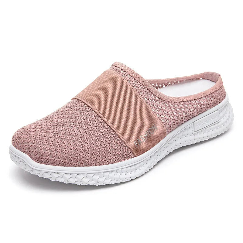 Women's casual shoes with mesh upper and hollow out design in flat heel round toe style