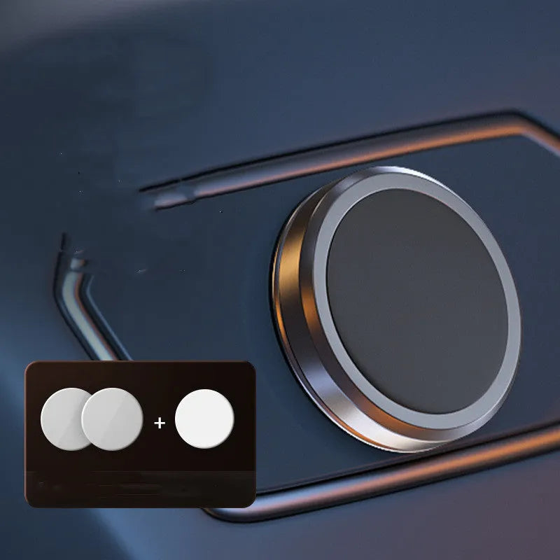 Obsidian black magnetic car phone holder with centripetal design and two mounting discs