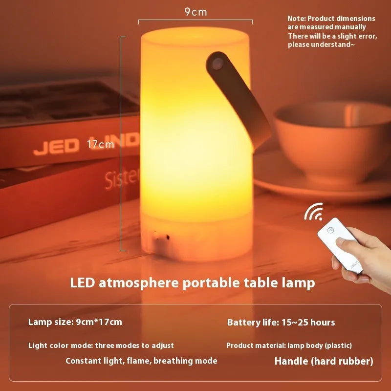 Retro portable campsite lamp with PS acrylic body and button switch in outdoor setting