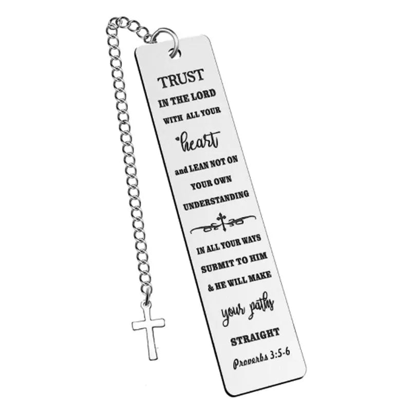 Stainless steel Bible bookmark with engraved scripture verses in European style design