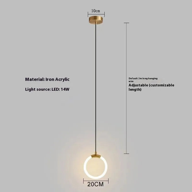Nordic U-shaped bedroom chandelier pendant light with minimalist design and tri-colour dimming
