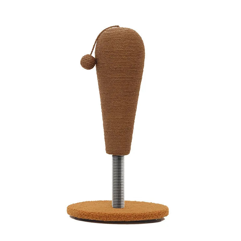 Large and small hemp rope cat scratch board with self-hi relieving tumbler in two style options.