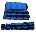 A pair of Oxford cloth legging sandbags for weighted athletic training in track and field and running.
