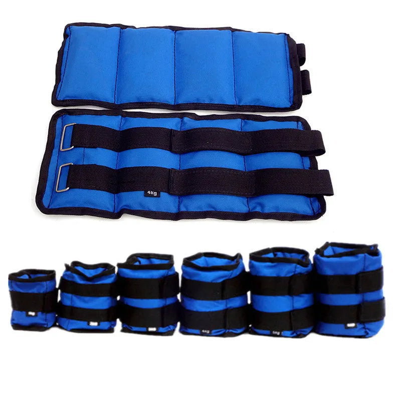 A pair of Oxford cloth legging sandbags for weighted athletic training in track and field and running.