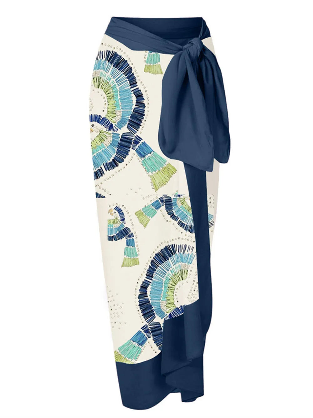 White women's one-shoulder swimsuit showing double-layer lotus leaf detail and a high side leg split.