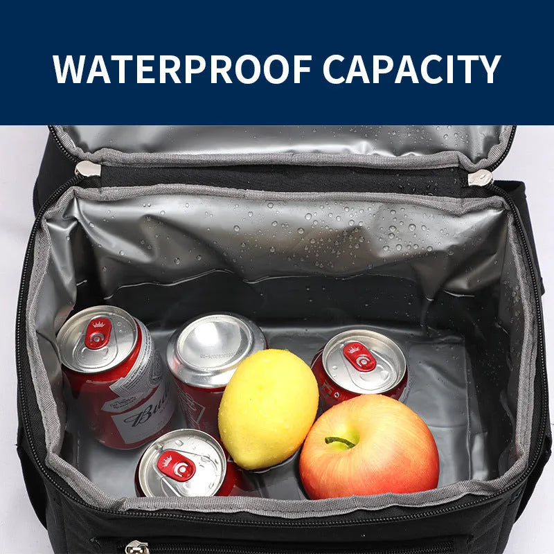 Double layer insulated backpack in Oxford cloth with ice pack compartment and shoulder straps