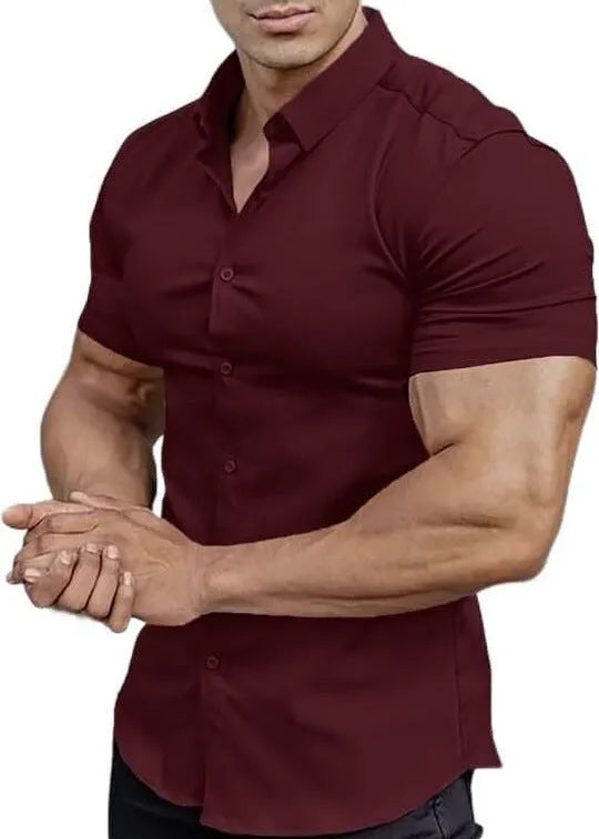 Men's casual short sleeve printed shirt with collar in regular fit, available in multiple colours.