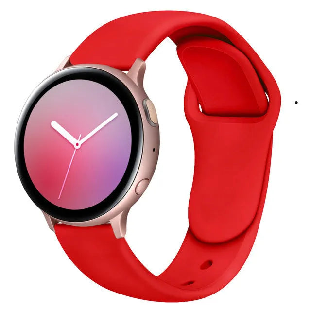 Samsung Galaxy Active 2 black silicone replacement strap with reverse buckle in 20mm width.
