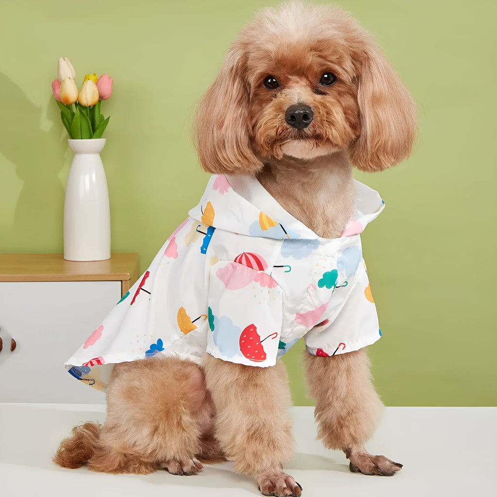 Cartoon umbrella pattern pet raincoat for dogs and cats in polyester fabric