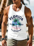 Men's 3D printed Hawaiian style sleeveless vest in solid colour with comprehensive sizing options