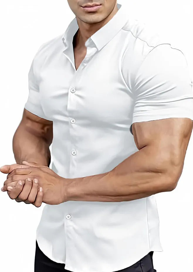 Men's casual short sleeve printed shirt with collar in regular fit, available in multiple colours.