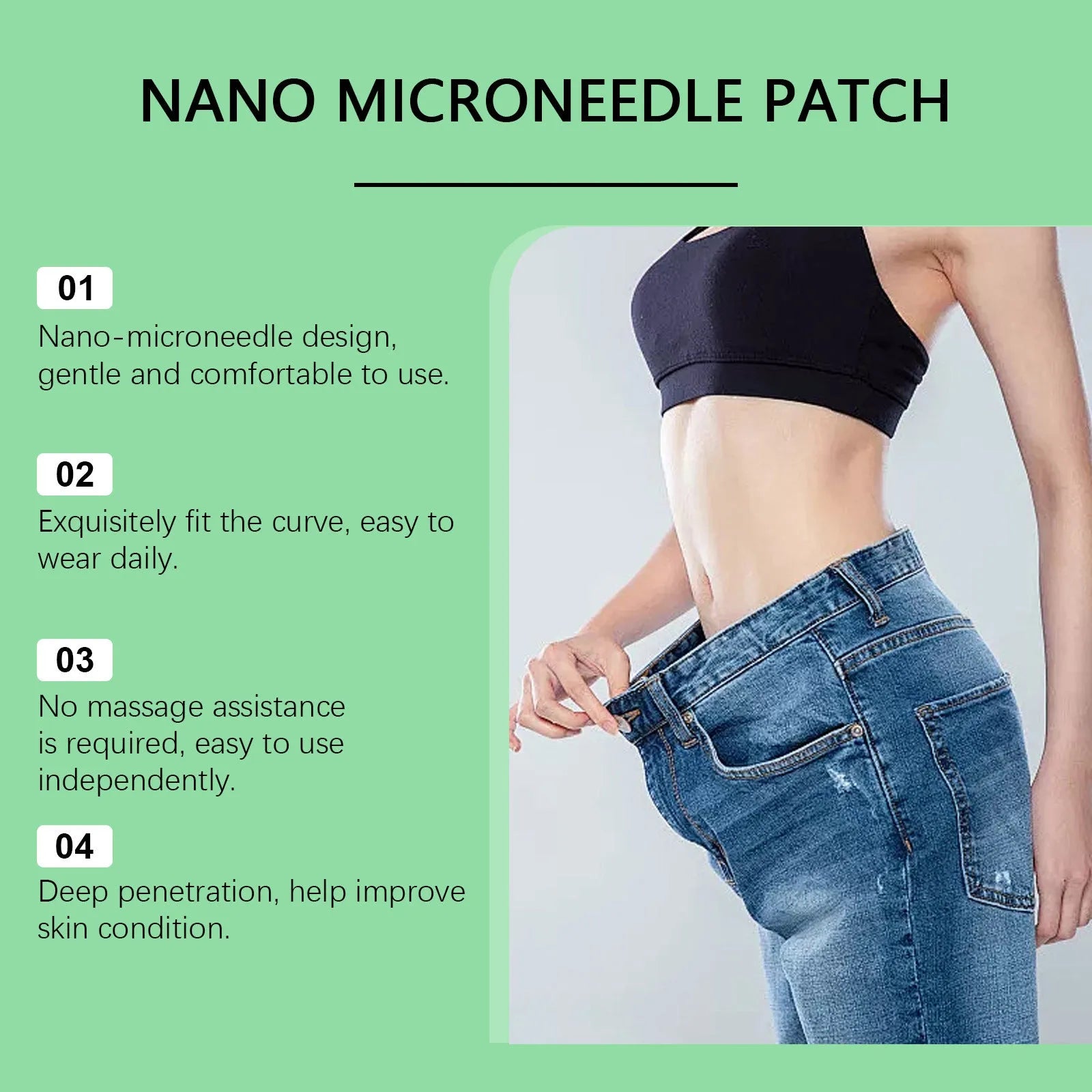 Slimming nano microneedle sticker pack of 4 pieces with ginger and mugwort root for body shaping